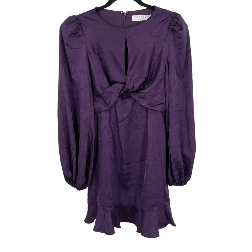 Astr the Label front twist long sleeve purple Small S